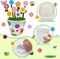 24 Set Garden Plastic Pot Craft Kit,DIY Flower Plant Crafts with Adhesive Foam Stickers, Pipe Cleaners, Flower Growing Kit for Summer